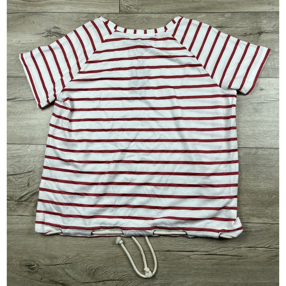 Anthropology Jane and Delaney Shirt Tee Sz Large Red White Striped Nautical NWT - Picture 10 of 11